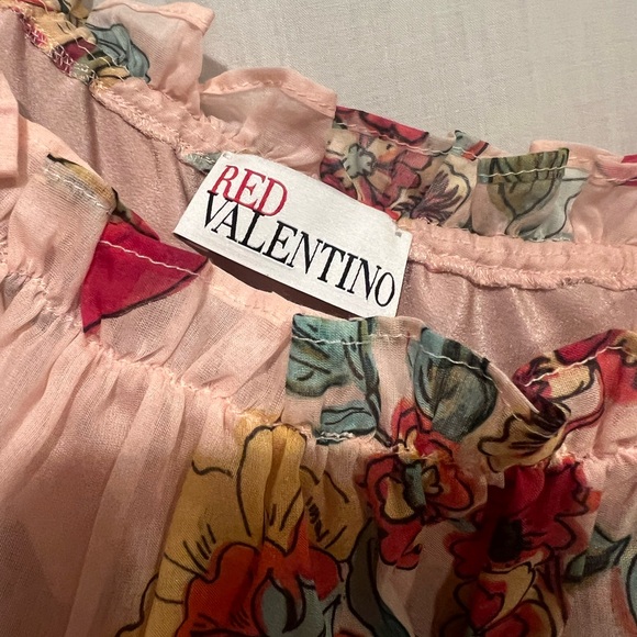 RED Valentino Bird and Floral Print Midi Dress in Pink and Green - Picture 9 of 11